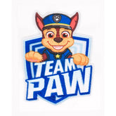Parche bordado de Chase de Paw Patrol con uniforme de policía, texto "TEAM PAW". HKM38827