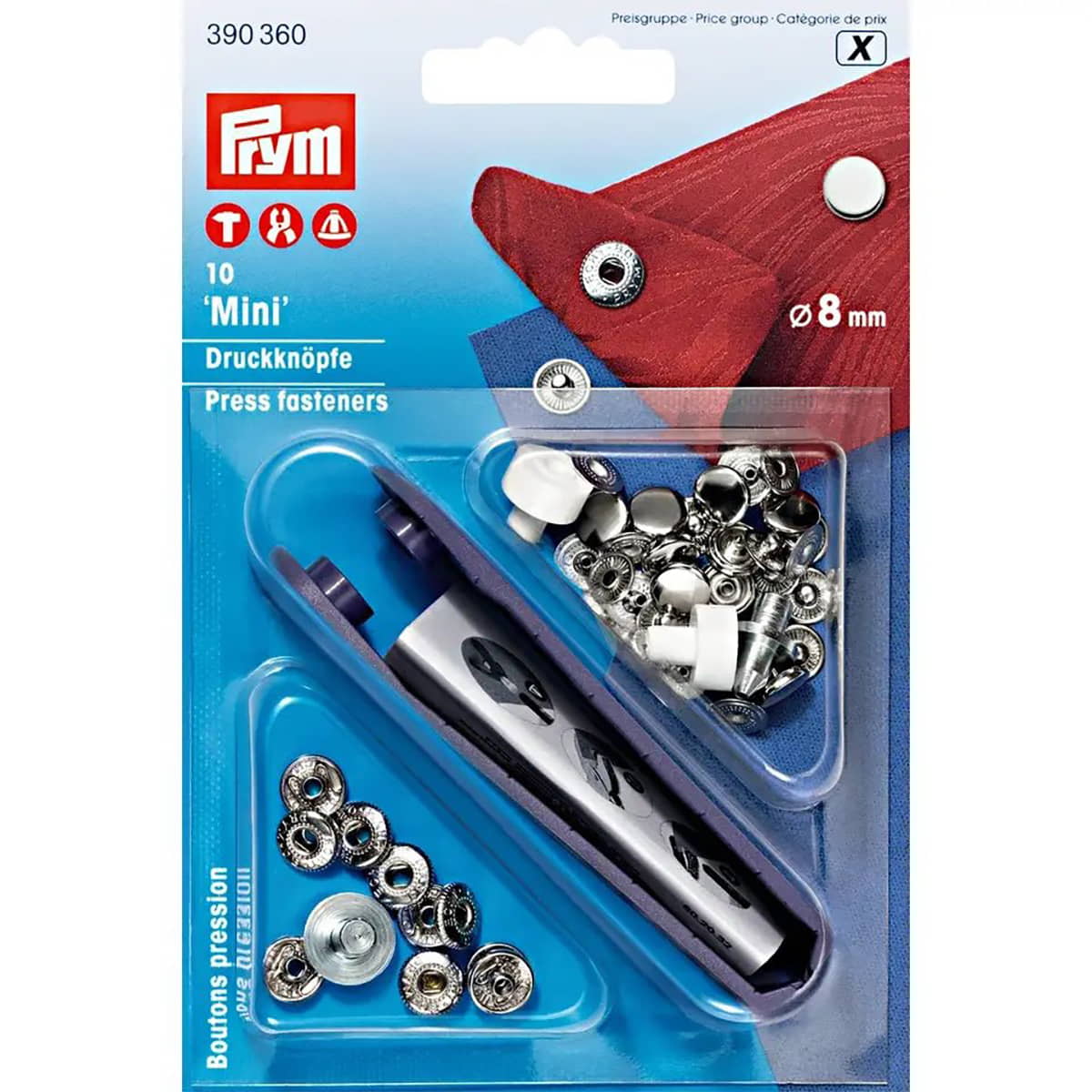 Drukknopen Mini Prym zilver 8 mm 10 stuks inslag - 390360 Drukknopen PRM39360 4002273903602