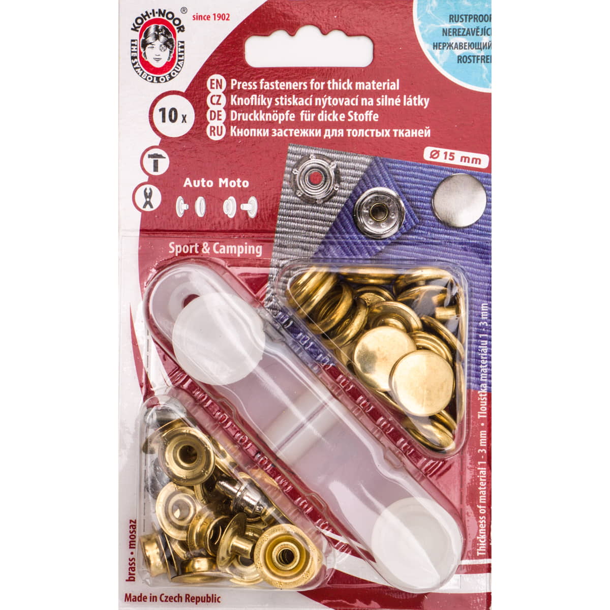 Drukknopen set | 15 mm | Auto Moto | messing goud | 10 stuks Drukknopen KIN - 15 - AUTO - MOTO - MESSING 8590265102141
