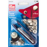 Prym Anorak 15mm botones a presión plateados set con herramienta, 10 piezas en embalaje. PRYM-390301 4002273903015