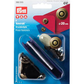 Broches Prym Anorak, 6 piezas, color latón antiguo, diámetro 20mm, con herramienta. PRYM390355 4002273903558