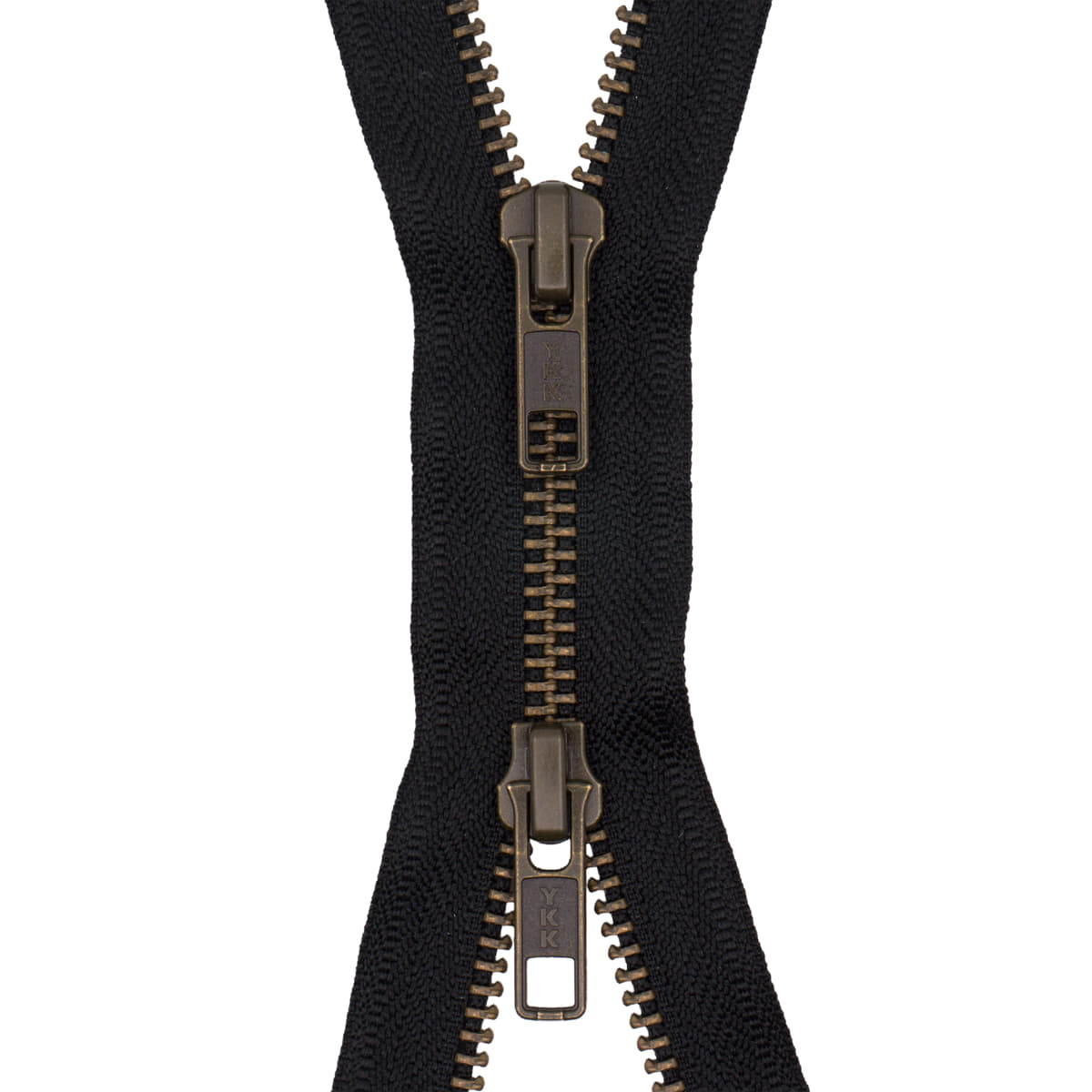 Dubbel Deelbare Rits 90 cm | metaal brons 5 | YKK Deelbare Rits 580 zwart