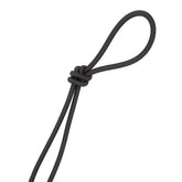 Dark grey elastic cord, 3mm thick, tied in a knot, showing its flexibility. EK-3MM-DONKER-GRIJS-PM