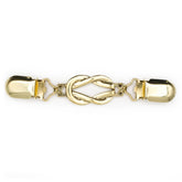 Extensor de cárdigan dorado con nudo y clips, diseño metálico elegante, 12x2cm. VESTSLUITING-GOUD-VLECHT 7448126996983