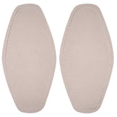 Deux écussons coudes en cuir beige avec trous pré-percés pour couture, 19x9.5cm. ELLEBOOGSTUKKEN-LEER-35-22-BEIGE