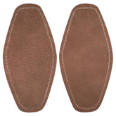 Deux écussons coude en cuir marron avec trous de couture, 19x9.5cm. ELLEBOOGSTUKKEN-LEER-35-18-BRUIN