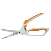 Tijeras para tela Fiskars naranja y blancas con resorte y mangos ergonómicos, 26cm. 645947 6411501020077