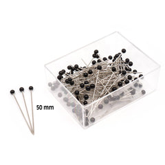 Glaskop spelden 50 mm lang | zwart | 30 gram Spelden GLASKOP - SPELDEN - 50 - 30GR