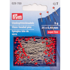 Glaskopspelden extra dun | 35 x 0,4 mm | rood | Prym 029700 Spelden PRYM - 029700 4002270297001