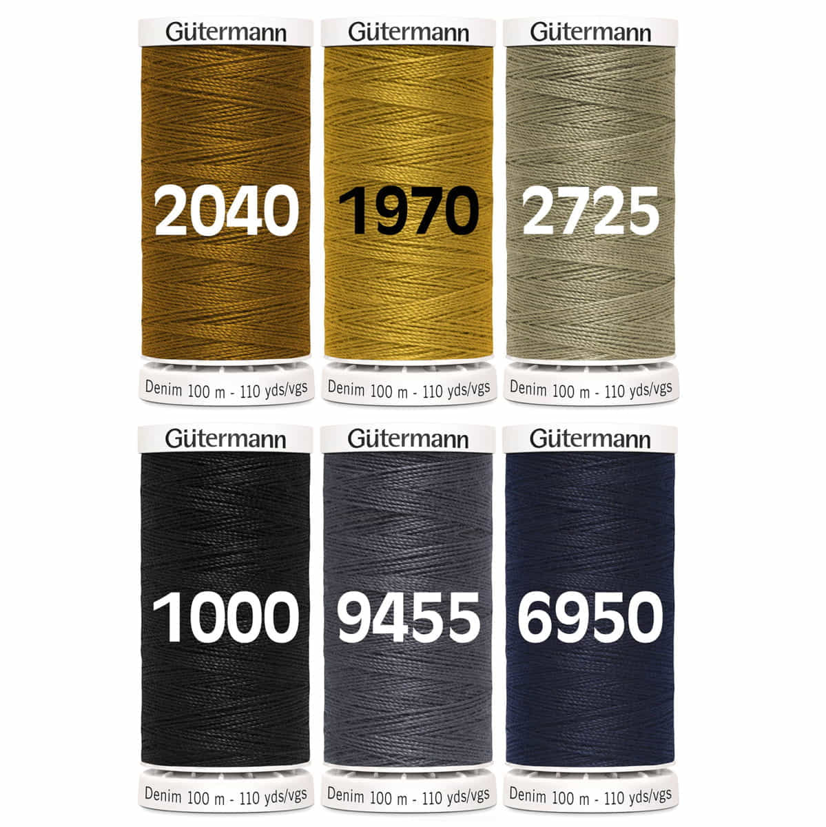 Gütermann naaigaren set Denim | Vintage | 6x 100 meter naaigaren set GM - SET - DENIM - JEANS - SET - VINTAGE