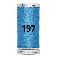 Gutermann naaigaren spoel in helder blauw, kleur 197, 100m lengte. GM-100-SS-M782-197-BLAUW