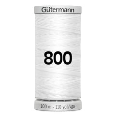 Witte Gutermann naaigaren op spoel, 100m, kleur 800. GM-100-SS-M782-800-WIT 4008015604172