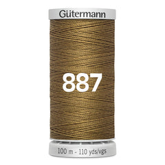 Bobine de fil Gutermann couleur camel, longueur 100m, affichant le numéro 887. GM-100-SS-M782-887 4008015416621