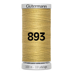 Gouden Gutermann naaigaren spoel, 100m, kleur 893, op witte spoel met merknaam. GM-100-SS-M782-893 4008015680121