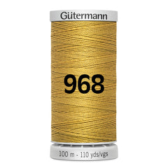 Gutermann sewing thread spool in oker yellow, 100m, showing color number 968. GM-100-SS-M782-968-OKER 4008015161040