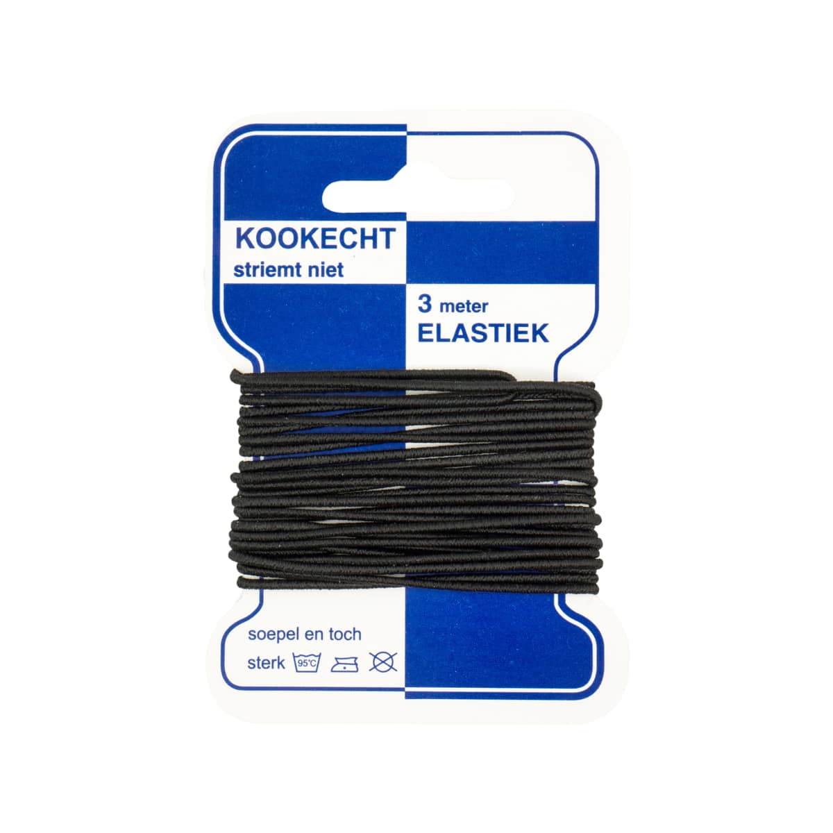 Hoedenelastiek rond 1.5 mm - 3 meter | zwart Elastiek HOEDENELASTIEK - 1.5MM - 3M - ZWART