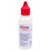Pronty sewing machine oil in a clear plastic bottle with a red cap, 50ml, label with multiple languages. NM-OLIE-50 8714772148205