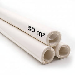Drie witte rollen patroonpapier, één met '27 m²' tekst, op witte achtergrond. PATROONPAPIER-AANBIEDING-3 8717738652907