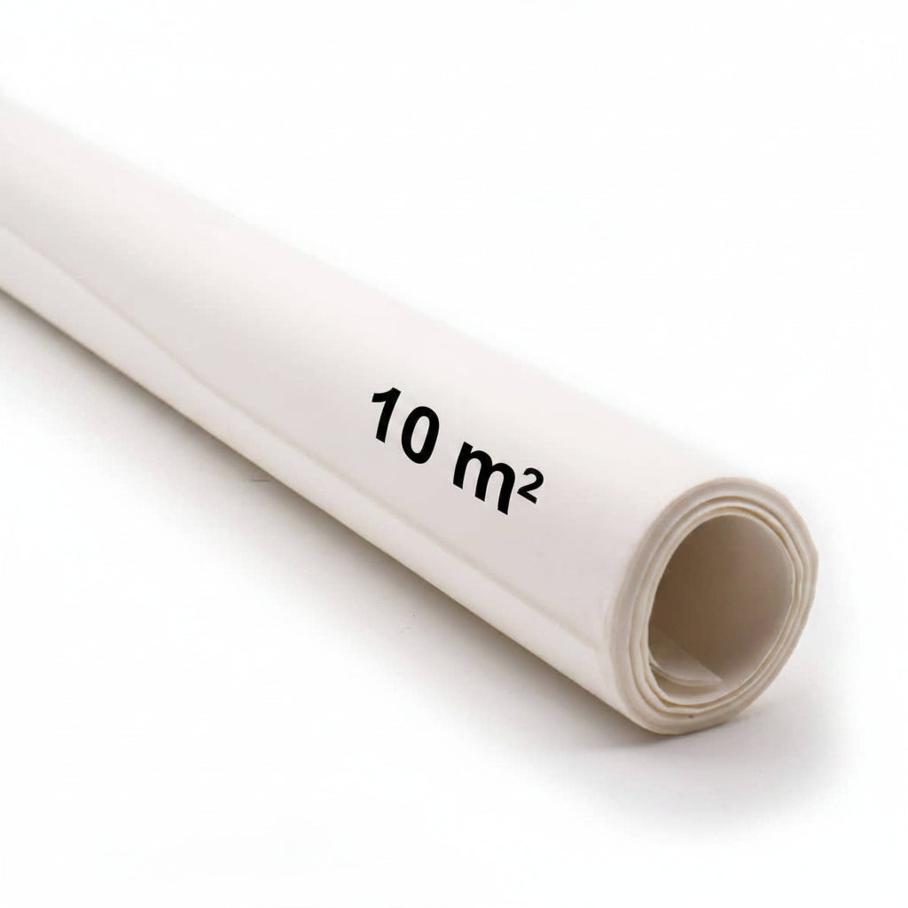 Een witte rol patroonpapier met '9 m²' in het zwart erop gedrukt. PATROONPAPIER-1