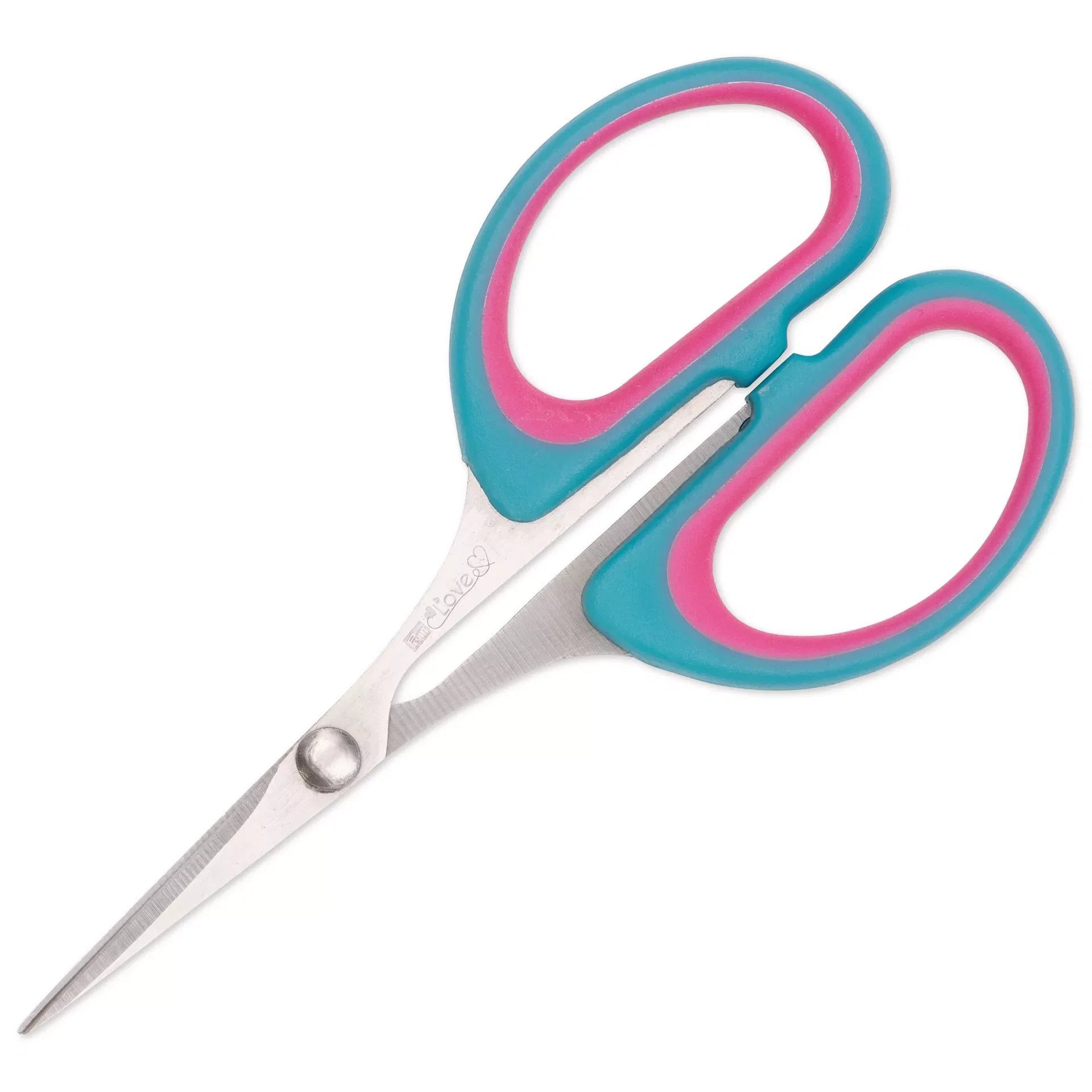Prym Love borduurschaar 10 cm in mintgroen met roze handvat, zilverkleurige scherpe punten | PRYM-610544 | 4002276105447