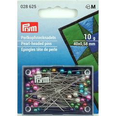 Prym parel kopspelden in multicolor, 40x0,58 mm, 10g, verpakt op een blisterkaart met een transparant doosje. | PRYM-028625