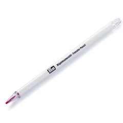 Wit Prym patroon tekenpotlood met rode punt en doorzichtige dop, met tekst "Bügelmusterstift • Transfer Pencil" | PRYM-611602 | 4002276116023