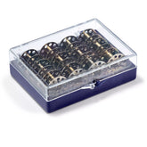 Prym spoelhouder met 12 metalen CB spoelen, transparante deksel en blauwe basis, product 611985 | PRYM-611985 | 4002276119857