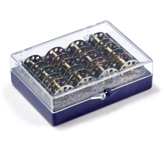 Prym spoelhouder met 12 metalen CB spoelen, transparante deksel en blauwe basis, product 611985 | PRYM-611985 | 4002276119857