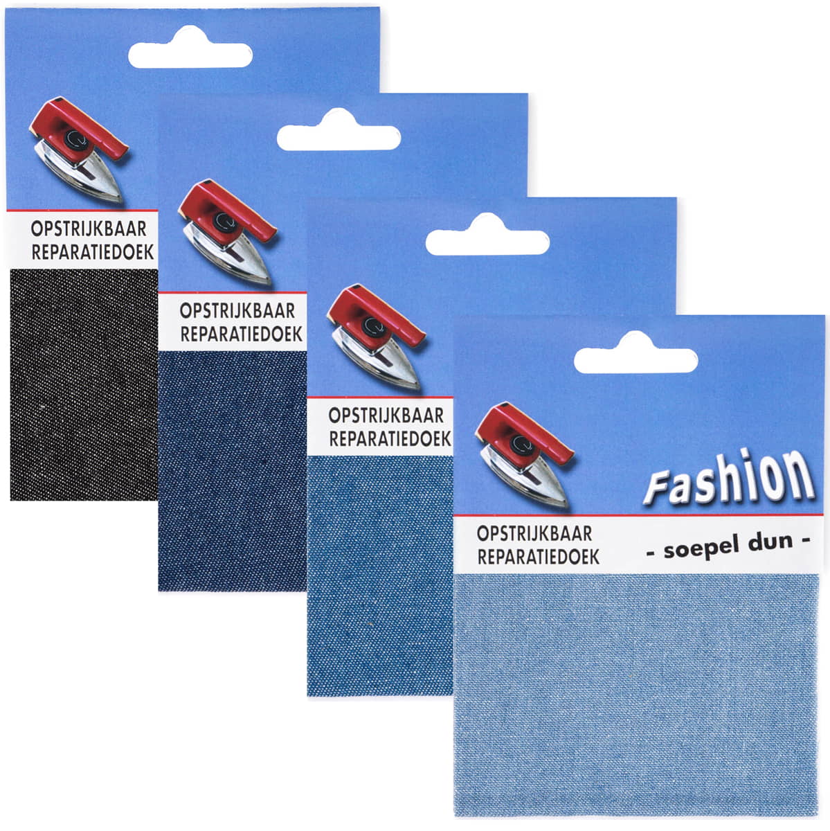 Reparatiedoek jeans soepel dun Fashion opstrijkbaar 10x40cm Repraratiedoek RPD - SOEPEL - 117501 licht Jeans