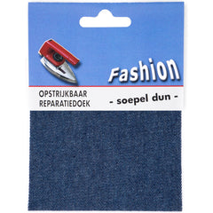 Reparatiedoek jeans soepel dun Fashion opstrijkbaar 10x40cm Repraratiedoek RPD - SOEPEL - 117502 donker jeans