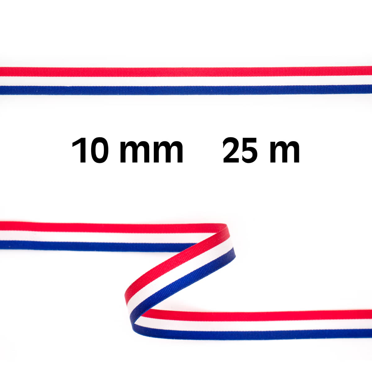 Rood wit blauw lint | 10 mm | Aanbieding 25 meter Lint RWBLINT - 10MM - 25M