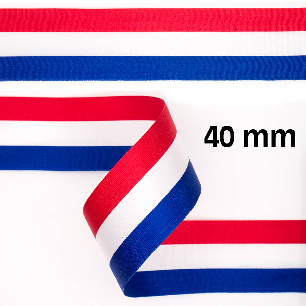 Rood wit blauw lint | 40 mm | per meter Lint RWBLINT-40MM-PM