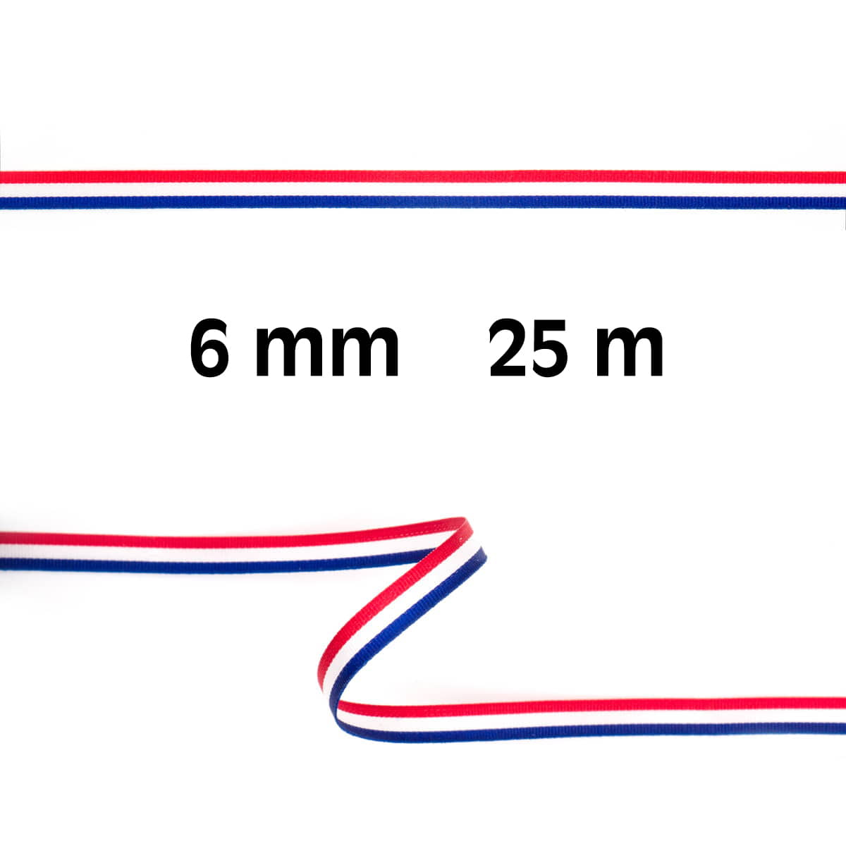 Rood wit blauw lint | 6 mm | Aanbieding 25 meter Lint RWBLINT - 6MM - 25M