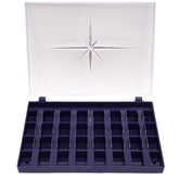 Caja de almacenamiento abierta de plástico morado con 32 compartimentos y tapa transparente con diseño de estrella, Prym. PRYM-611980 4002276119802