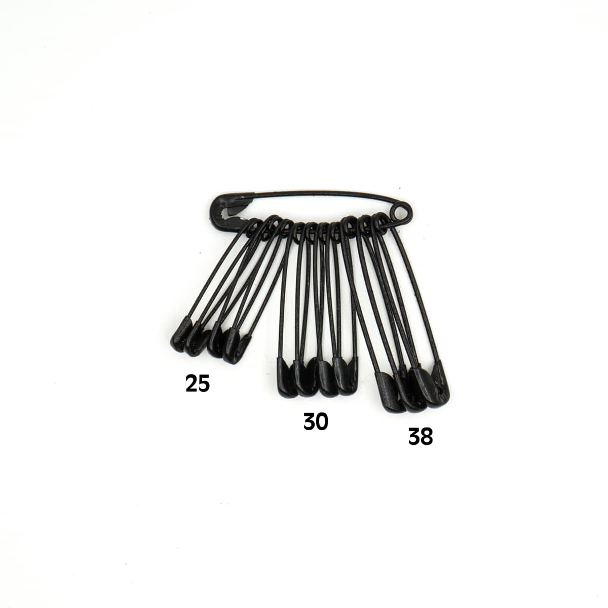 Veiligheidsspelden zwart assortiment | 25 30 38 mm | 12 stuks Veiligheidsspelden VEILIGHEIDSSPELDEN - ZWART - ASSORT - 12ST