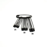 Veiligheidsspelden zwart assortiment | 25 30 38 mm | 12 stuks Veiligheidsspelden VEILIGHEIDSSPELDEN - ZWART - ASSORT - 12ST