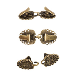 Vestclip bloemen rondjes brons met haak en oog 57x22mm Vestsluiting BLOEMEN - RONDJES - BRONS