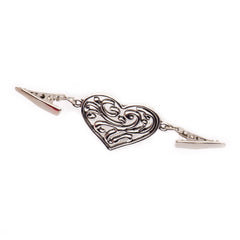 Vestsluiting Romantische Hart | Zilver | met klemmetjes Vestsluiting VESTSLUITING - HART - ZILVER