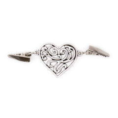 Vestsluiting Romantische Hart | Zilver | met klemmetjes Vestsluiting VESTSLUITING - HART - ZILVER
