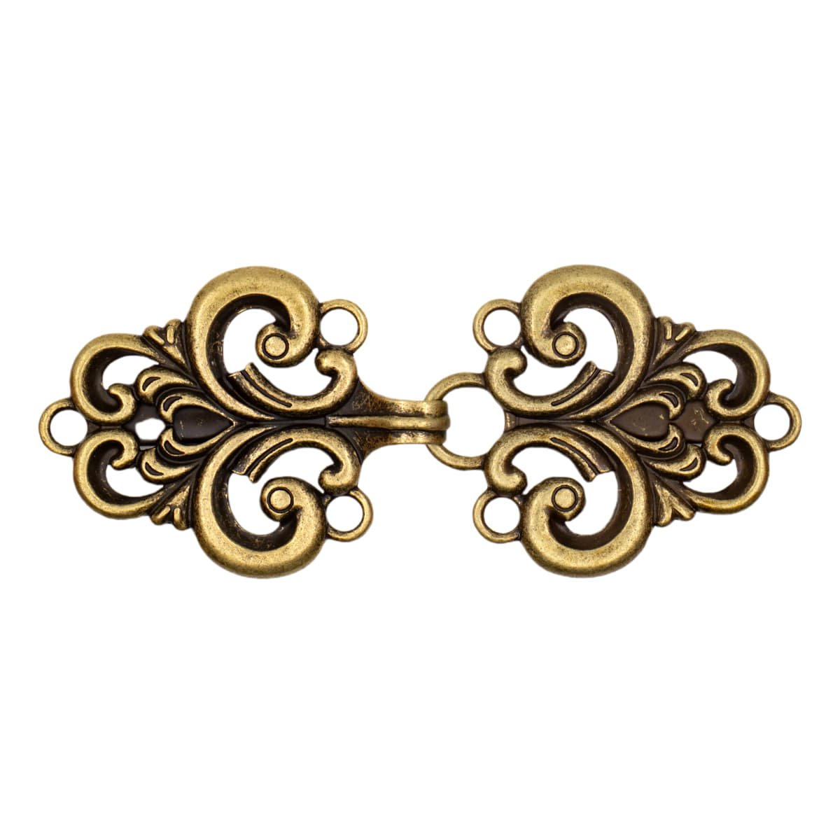 Vestsluiting - Vestclip XL klassiek brons met haak en oog 11x5 cm Vestsluiting VESTCLIPS - KLASIEK - XL - BRONS