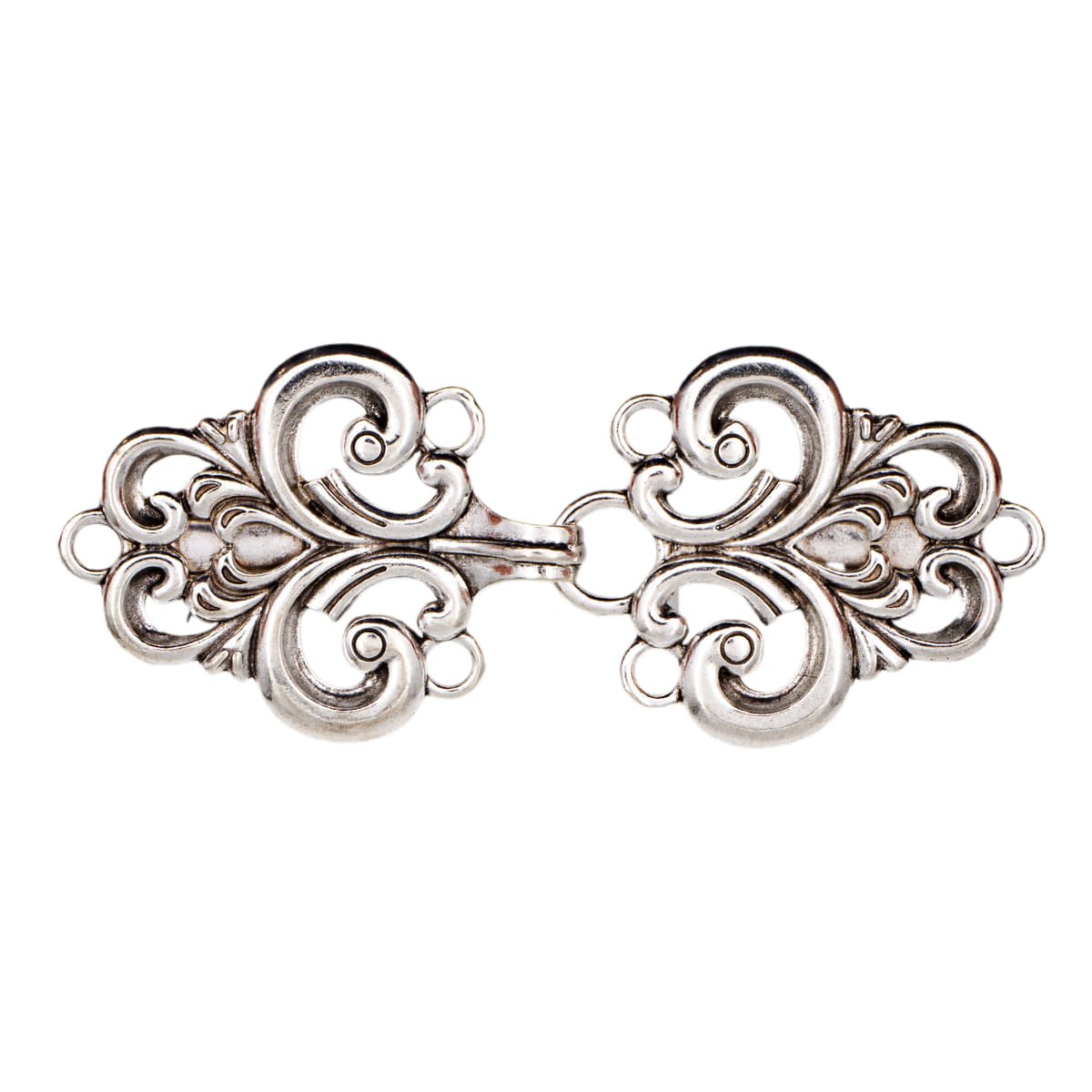 Vestsluiting - Vestclip XL klassiek zilver met haak en oog 11x5 cm Vestsluiting VESTCLIPS - KLASIEK - XL - ZILVER