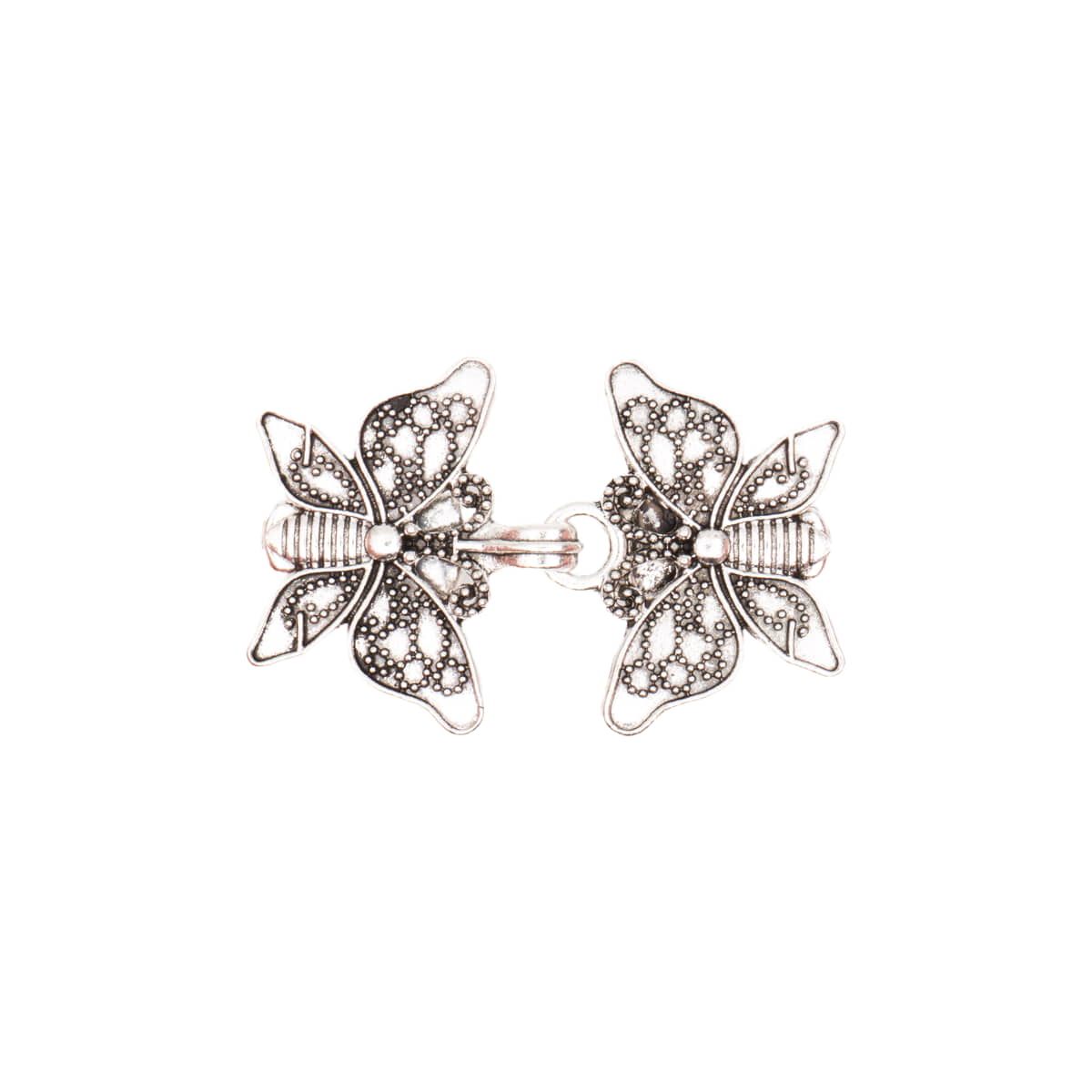 Vestsluiting | vlinder Aurelia | zilver | met haak en oog Vestsluiting VLINDER - AURELIA - ZILVER