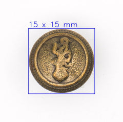 Antieke Metalen Knoop met Hert Reliëf - 15 mm Knopen KNP00188