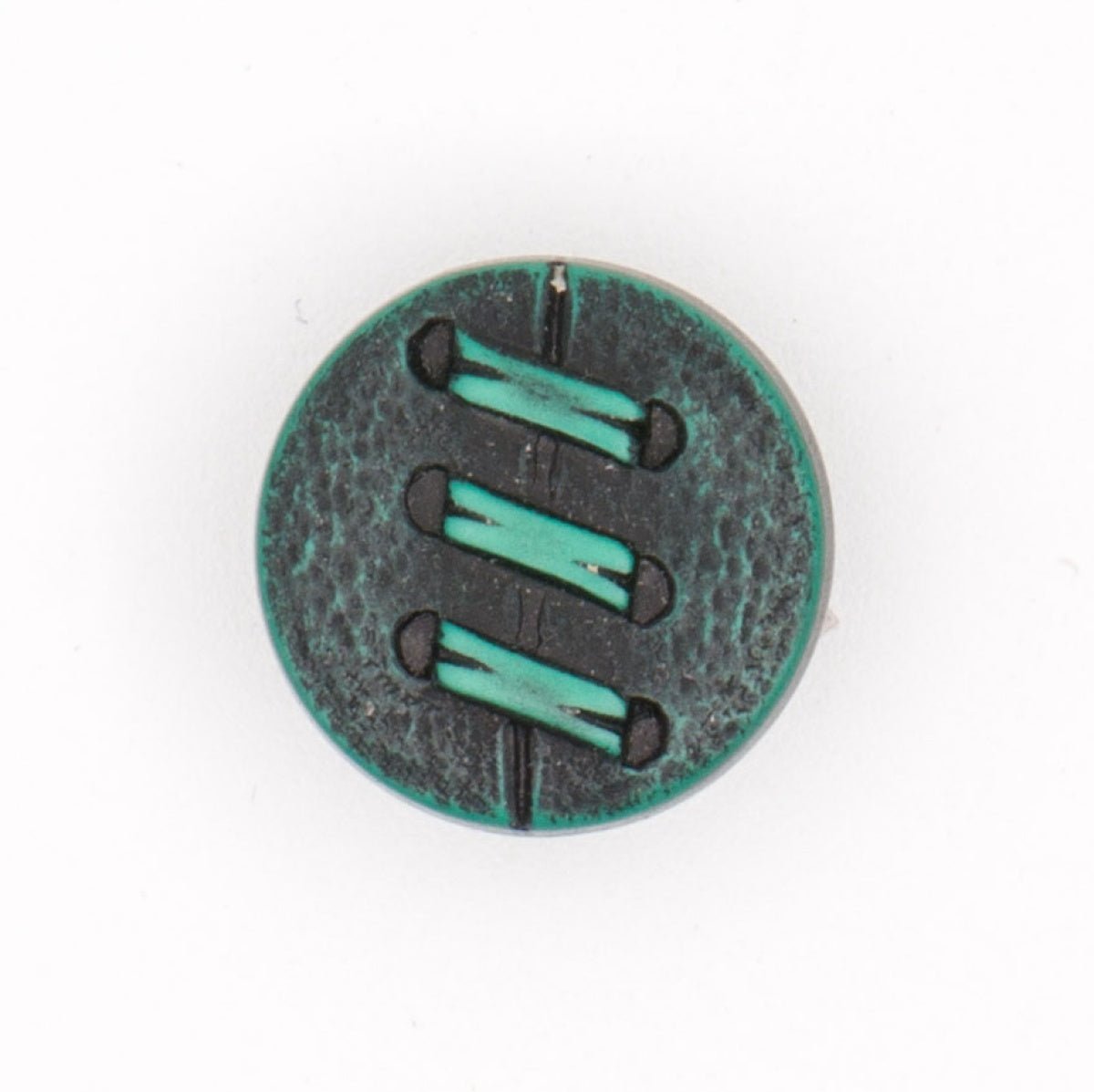 Artistieke Plastic Knoop met Groene Strepen 15mm Knopen KNP00156