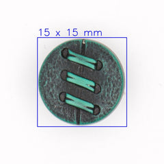 Artistieke Plastic Knoop met Groene Strepen 15mm Knopen KNP00156