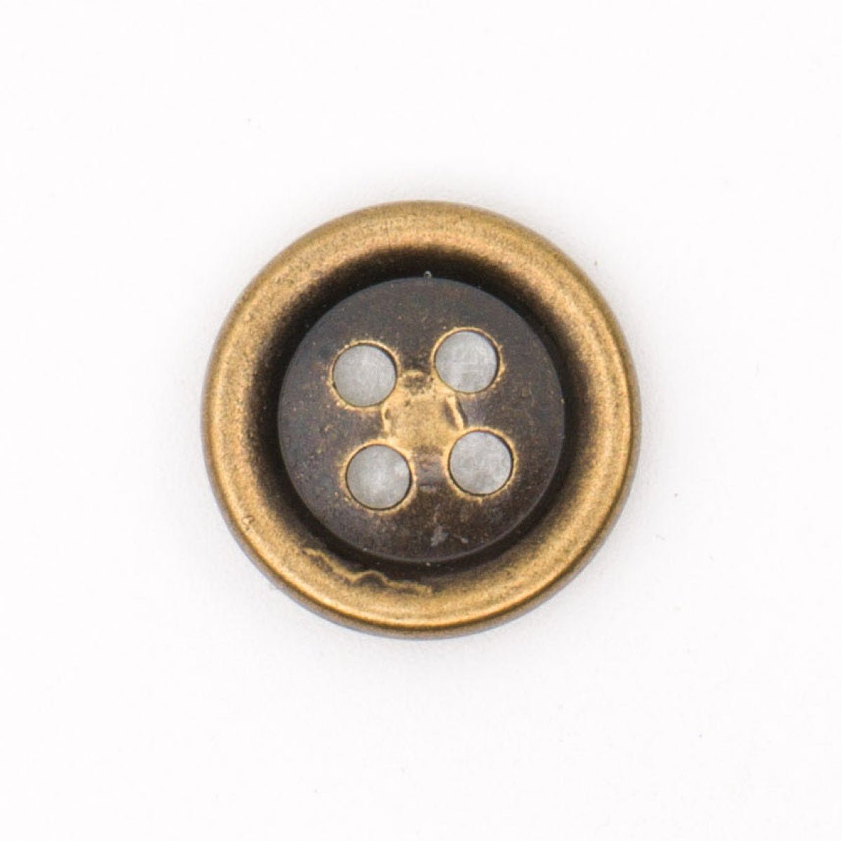 Authentieke Bronzen Metalen Knoop - 15 mm met Vier Gaten Knopen KNP00217