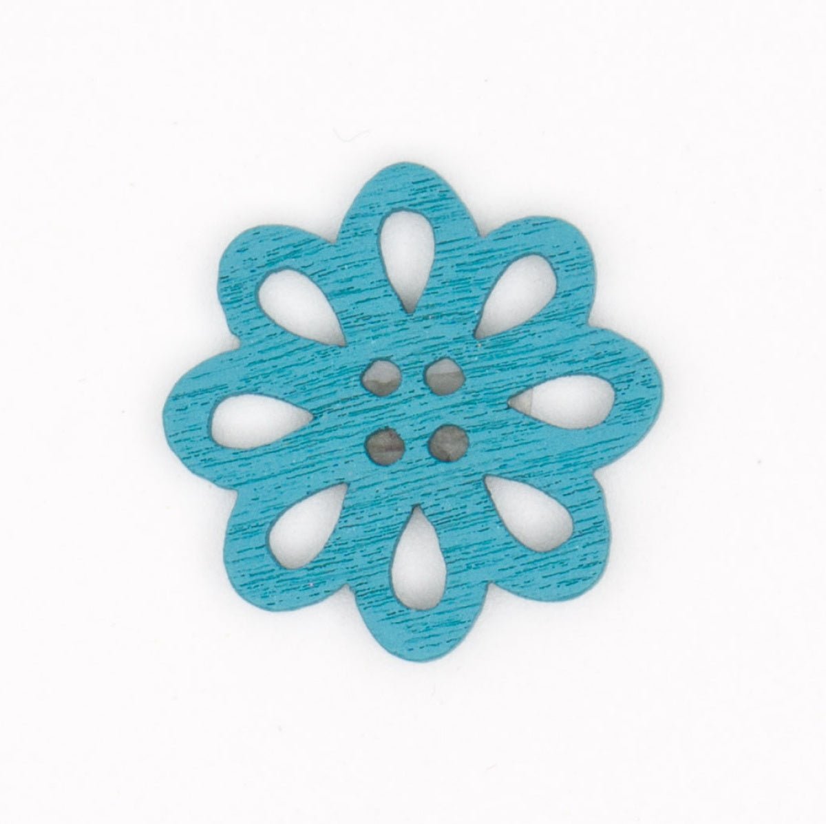 Blauwe Houten Bloem Knoop 21x21mm Knopen KNP00082