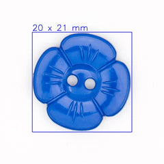 Blauwe Plastic Bloem Knoop 20x21 mm Knopen KNP00091
