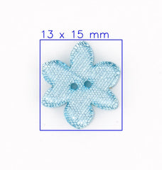 Blauwe Transparante Bloem Knoop met Glitter 13x15mm Knopen KNP00013