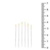 Six Cose hand sewing needles with gold eyes, varying lengths, next to a ruler. COSE-102124.507 102124507000